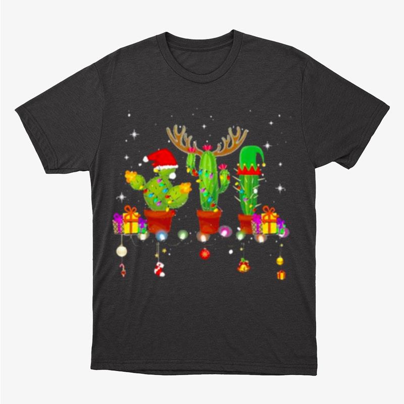 Christmas Lights Cactus Lover Xmas Pajama Holiday Unisex T-Shirt Hoodie Sweatshirt