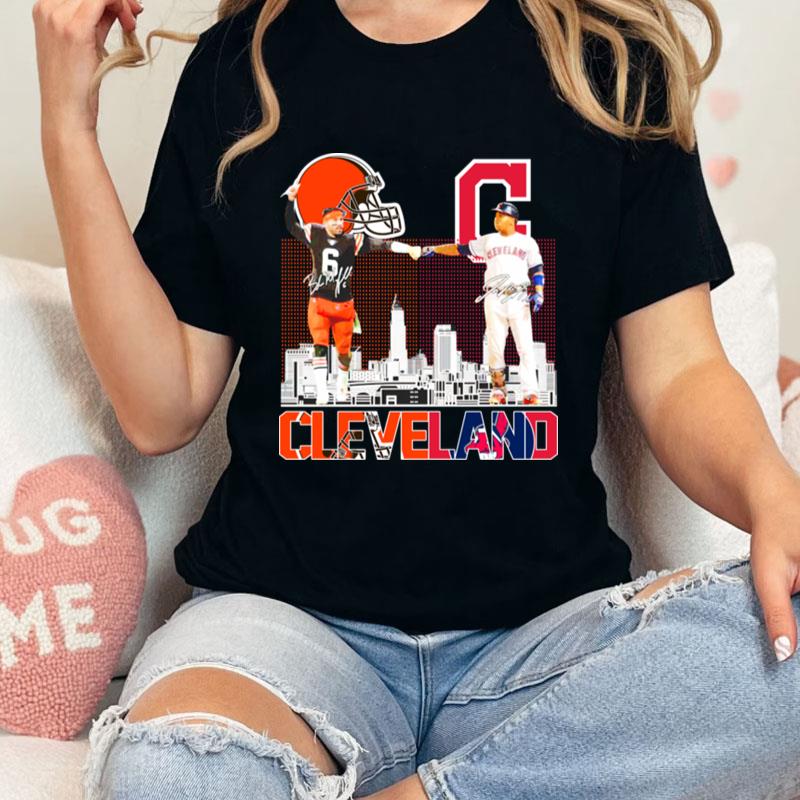 Cleveland Browns Vs Cleveland Indians Signature Unisex T-Shirt Hoodie Sweatshirt