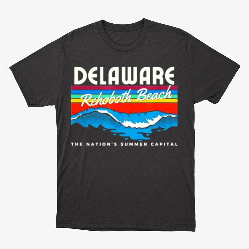 Delaware Rehoboth Beach Retro Surf Wave Graphic Unisex T-Shirt Hoodie Sweatshirt