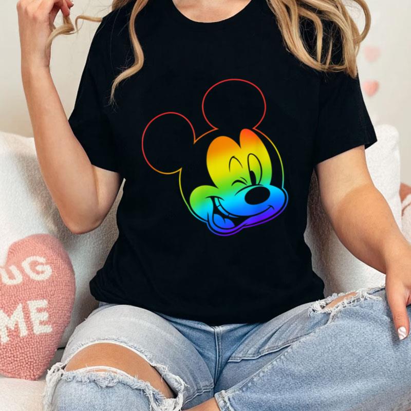 Disney Mickey And Friends Rainbow Mickey Face Unisex T-Shirt Hoodie Sweatshirt