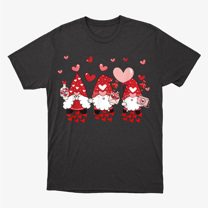 Gnome Valentines Day Three Gromies Love Hearts Unisex T-Shirt Hoodie Sweatshirt