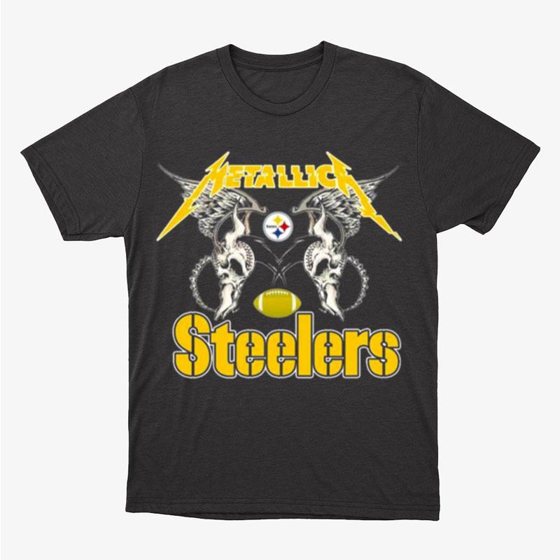 NFL Pittsburgh Steelers Logo Black Metallica Wings Unisex T-Shirt Hoodie Sweatshirt