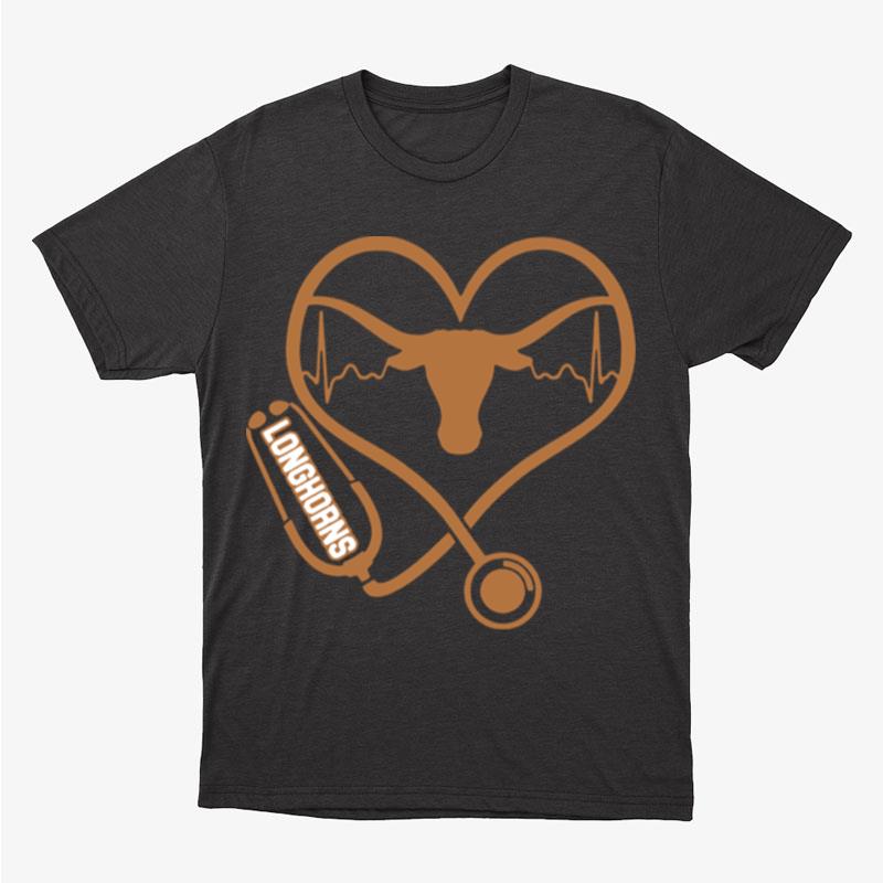 Texas Longhorns Football Nurse Stethoscope Love Heartbea Unisex T-Shirt Hoodie Sweatshirt