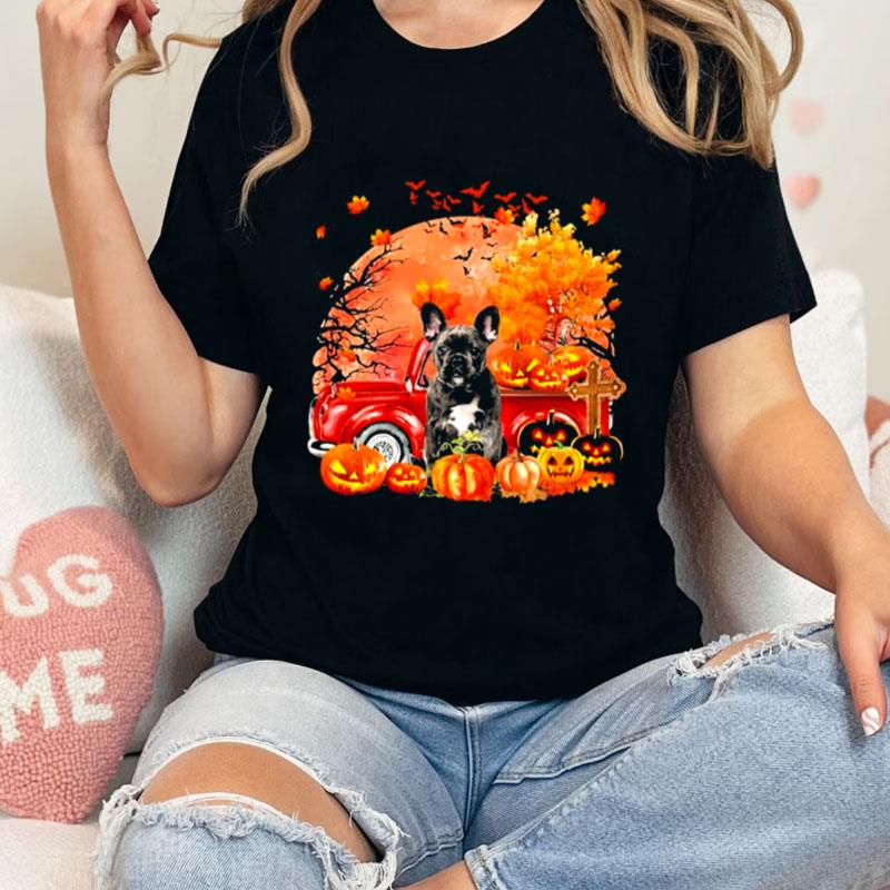Black French Bulldog Dog Hollowed Pumpkin Moon Unisex T-Shirt Hoodie Sweatshirt