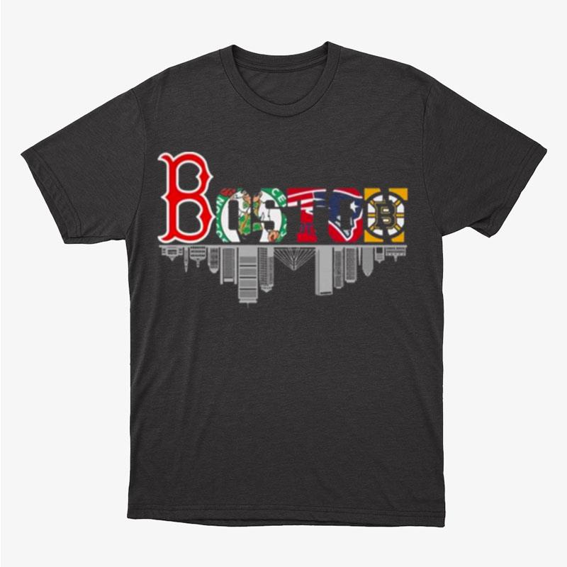 Boston All Team Sports City Skyline Unisex T-Shirt Hoodie Sweatshirt