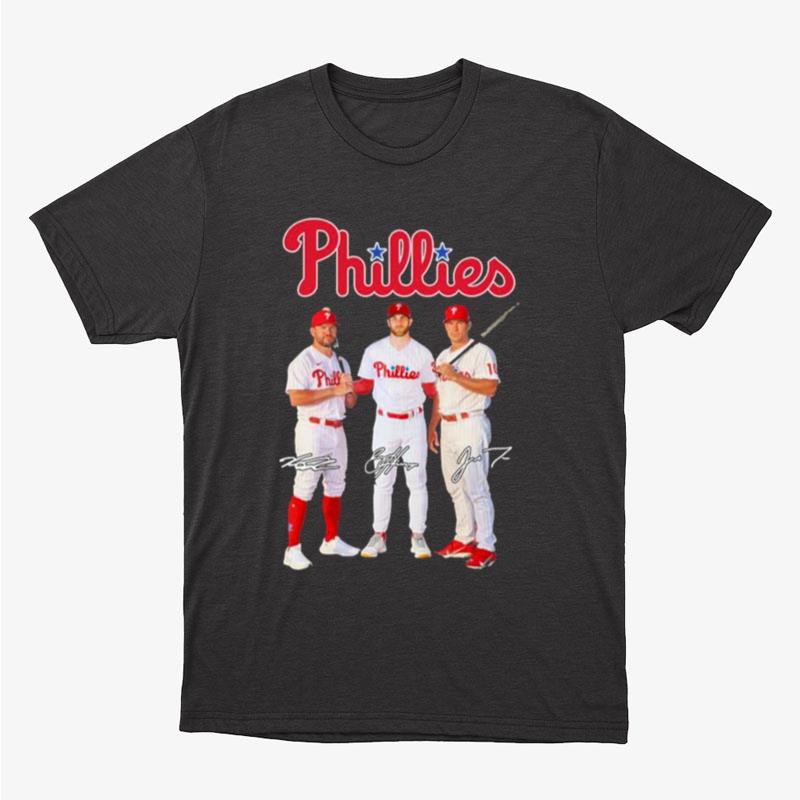 Bryce Harper And Louisville Slugger And Gabe Kapler Philadelphia Phillies Signatures Unisex T-Shirt Hoodie Sweatshirt