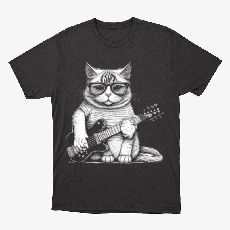 Cat Playing Guitar Sublimation Unisex T-Shirt Hoodie Sweatshirt