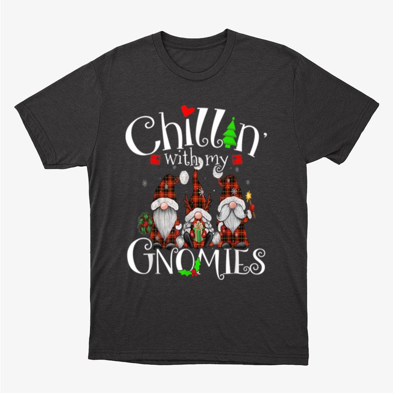 Chillin With My Gnomies Christmas Red Gnomes Plaid Buffalo Unisex T-Shirt Hoodie Sweatshirt