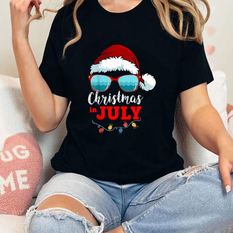 Christmas In July Santa Hat Sunglasses Unisex T-Shirt Hoodie Sweatshirt