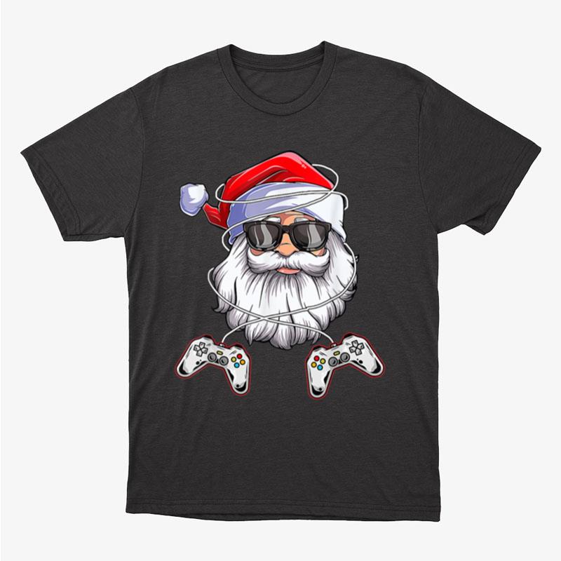 Christmas Santa Claus Video Game Controllers Sunglasses Boys Unisex T-Shirt Hoodie Sweatshirt