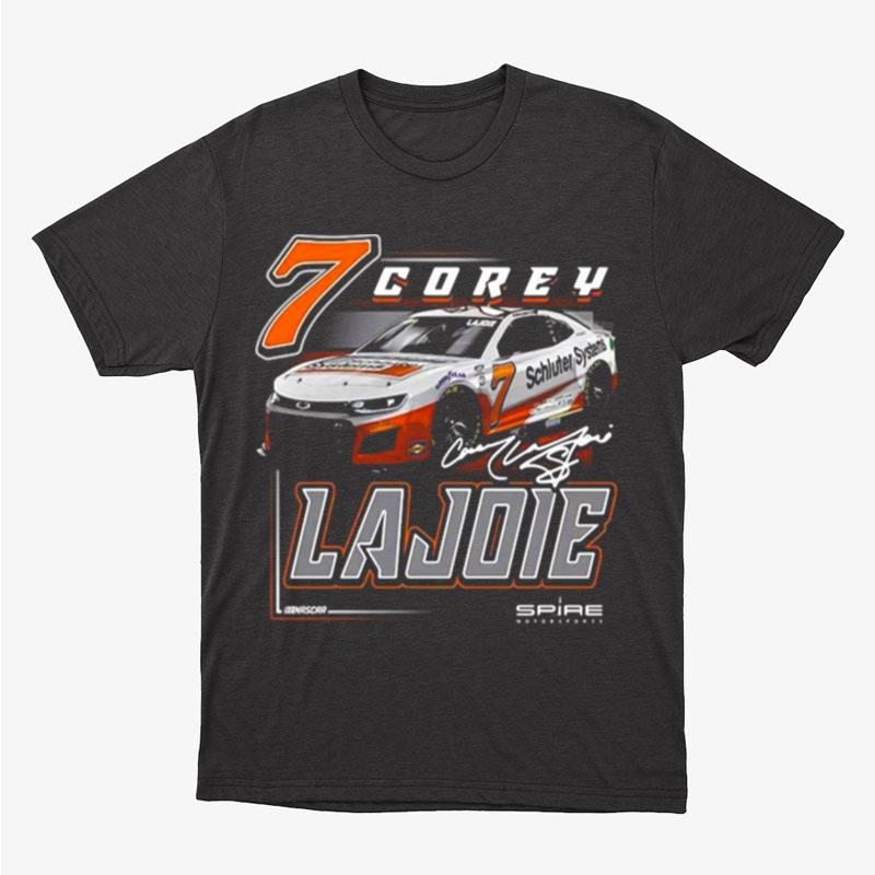 Corey Lajoie Checkered Flag Schluter Systems Car Signature Unisex T-Shirt Hoodie Sweatshirt