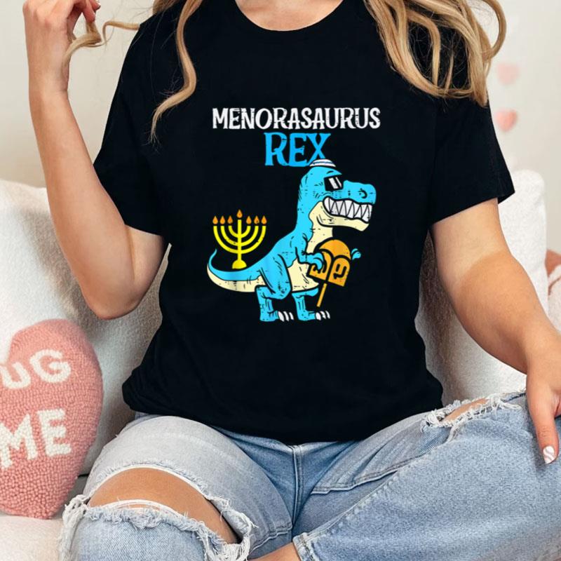 Cute Hanukkah Rex Dinosaur Menorasaurus Chanukah Boys Unisex T-Shirt Hoodie Sweatshirt