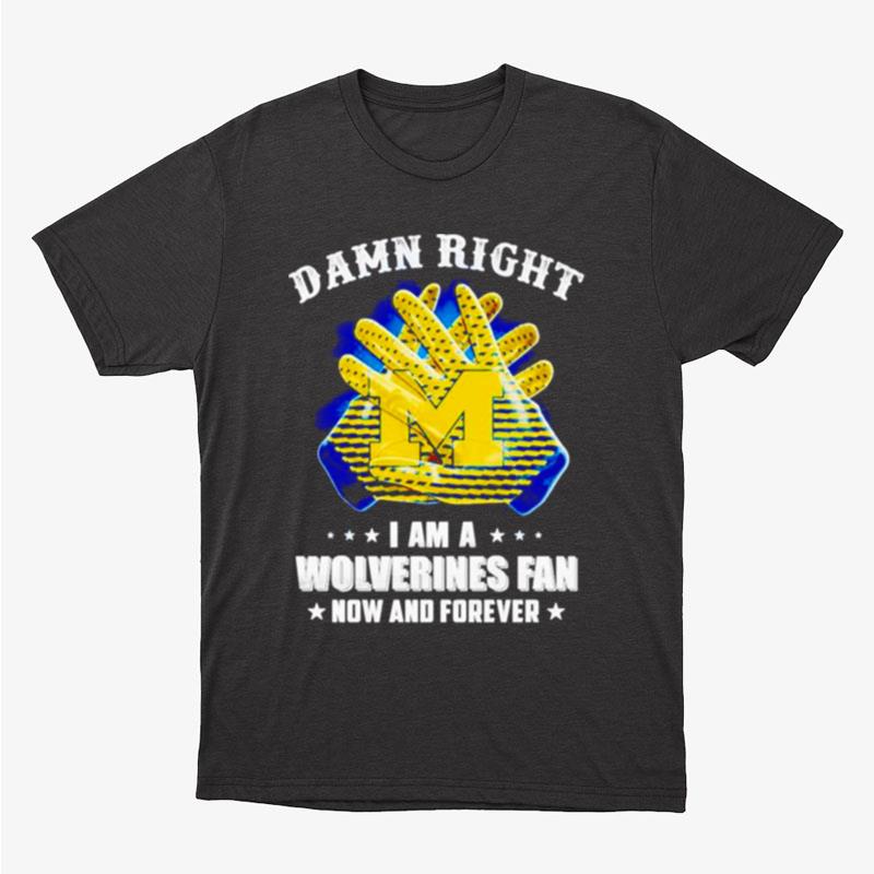 Damn Right I Am A Michigan Wolverine Fan Now And Forever Unisex T-Shirt Hoodie Sweatshirt