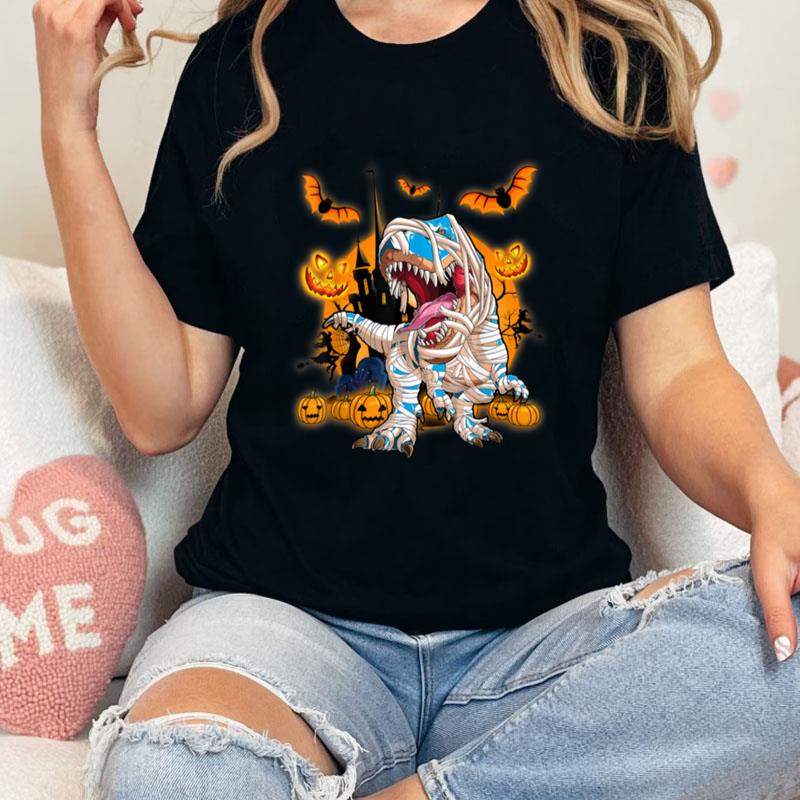 Dinosaur Mummy Scary Pumpkin & Moon Halloween Unisex T-Shirt Hoodie Sweatshirt