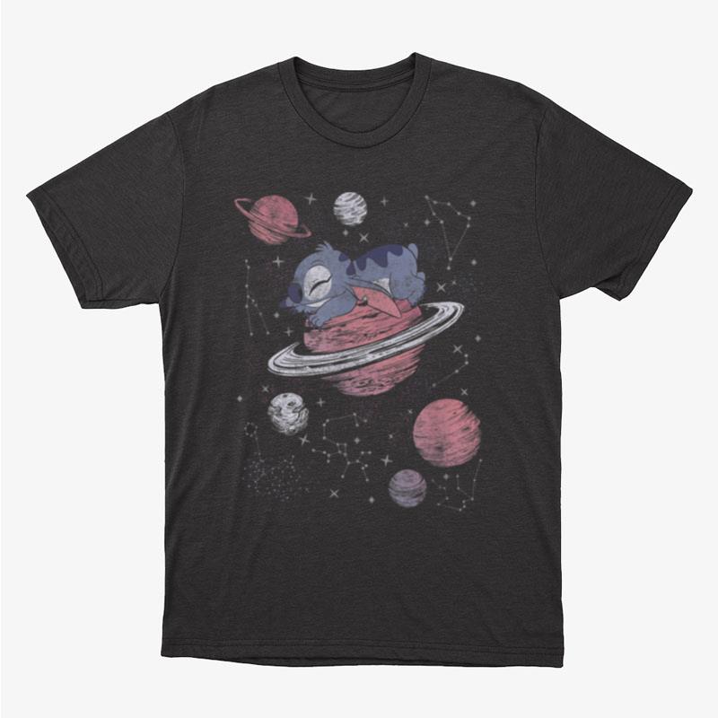 Disney Lilo & Stitch Saturn Snoozing In The Stars Unisex T-Shirt Hoodie Sweatshirt