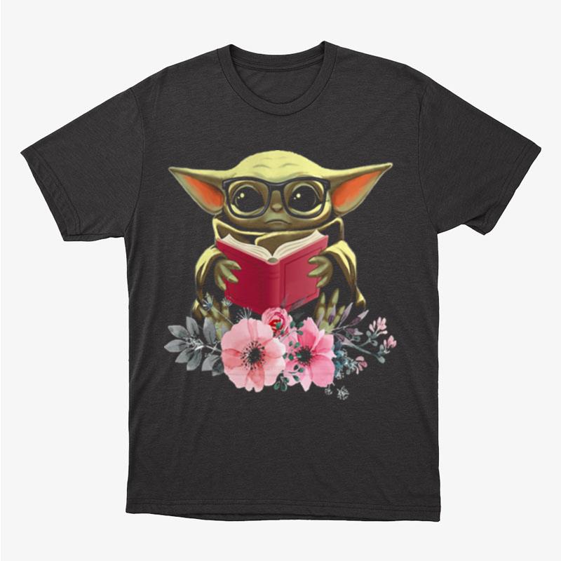Flower Baby Yoda Reading Book Unisex T-Shirt Hoodie Sweatshirt