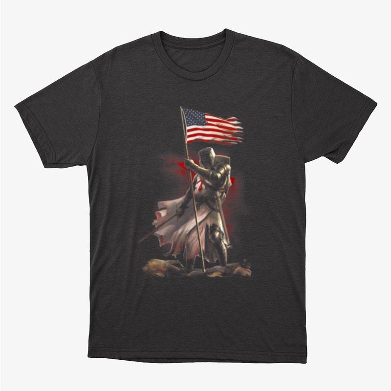 God Jesus Christian American Flag Knight Templar Patriotic Unisex T-Shirt Hoodie Sweatshirt