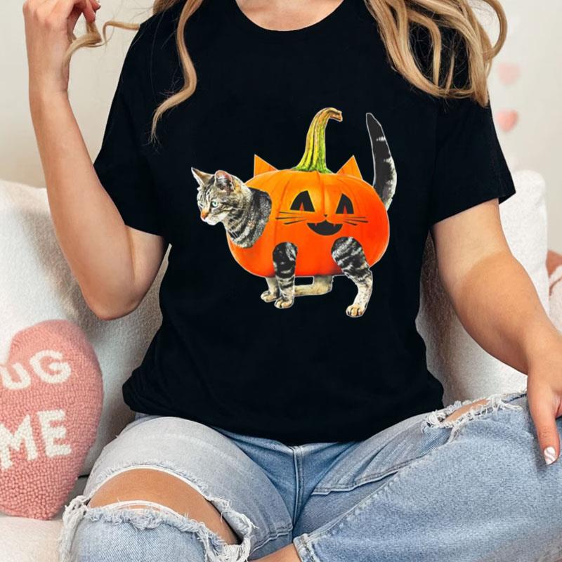 Halloween Jack O Lantern Pumpkin Cat Unisex T-Shirt Hoodie Sweatshirt