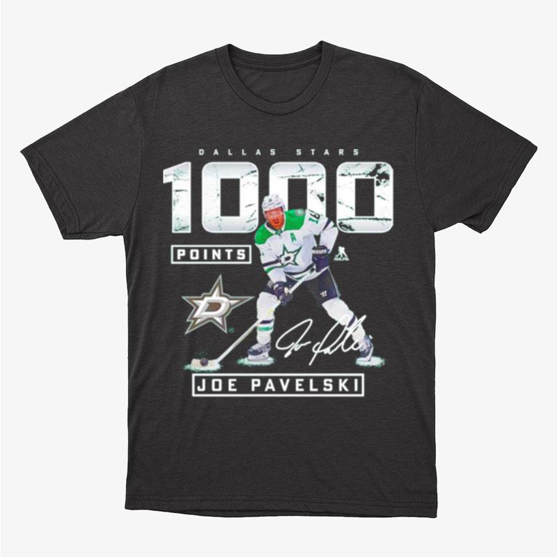 Joe Pavelski Dallas Stars 1000 Career Points Signature Unisex T-Shirt Hoodie Sweatshirt