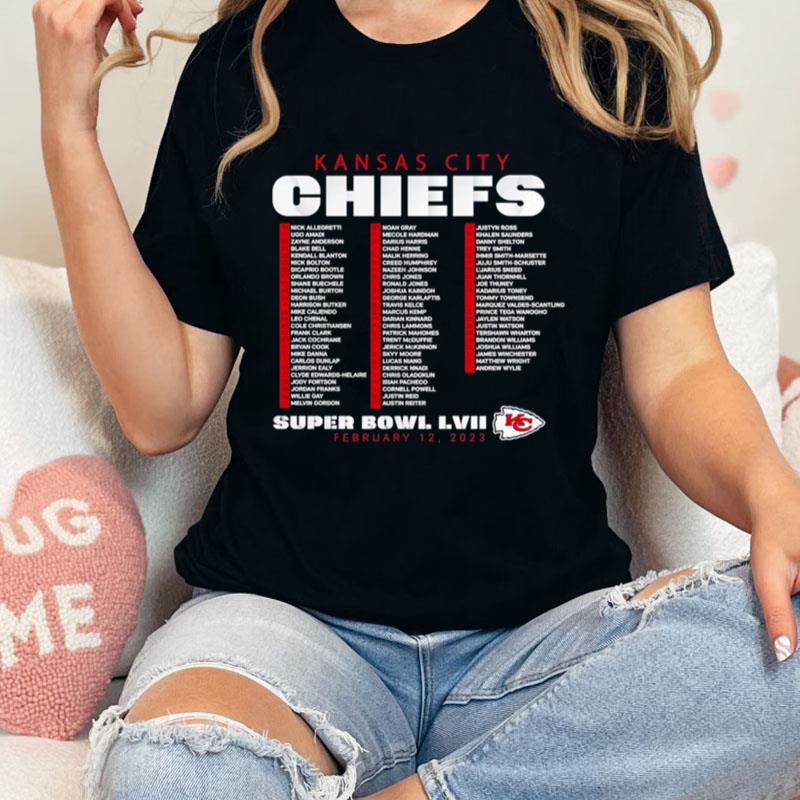 Kansas City Chiefs Super Bowl Lvii Varsity Roster Unisex T-Shirt Hoodie Sweatshirt