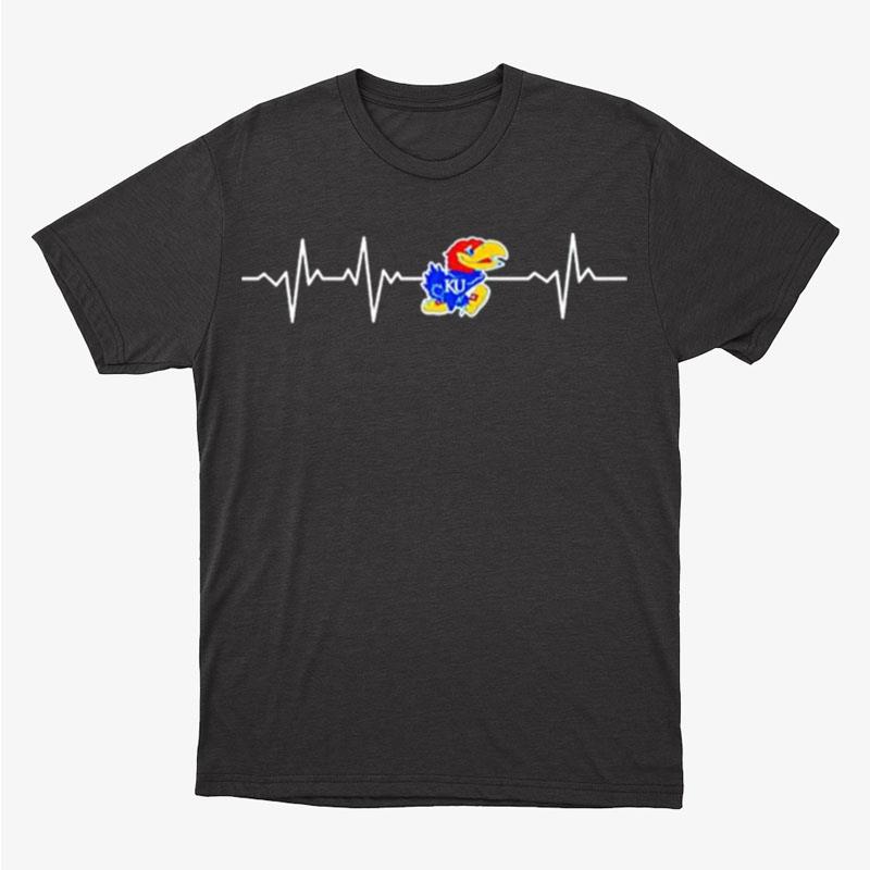 Kansas Jayhawks Heartbea Unisex T-Shirt Hoodie Sweatshirt