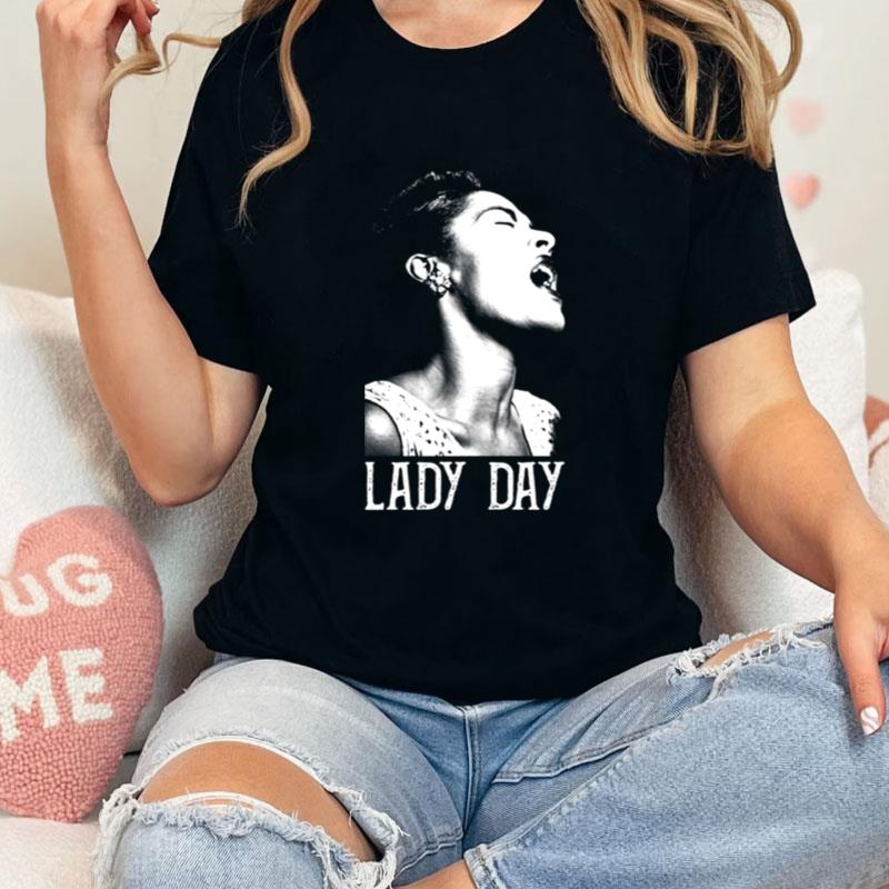 Lady Day White Stencil Billie Holiday Unisex T-Shirt Hoodie Sweatshirt