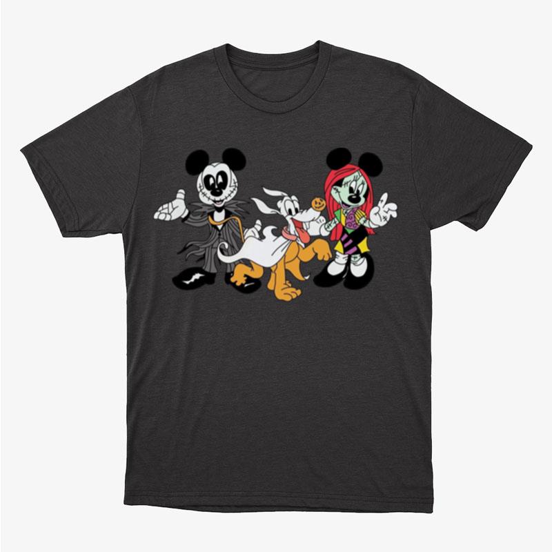 Mickey And Minnie Sally Jack Skellington Couples Halloween Unisex T-Shirt Hoodie Sweatshirt