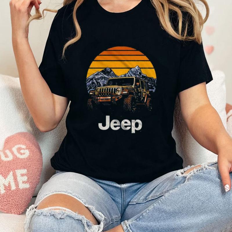 Mountain Range Jeep Sunset Unisex T-Shirt Hoodie Sweatshirt