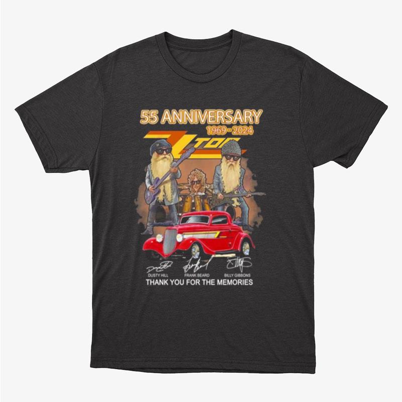 Nice 55Th Anniversary 1969 2024 Zz Top Thank You For The Memories Signature Unisex T-Shirt Hoodie Sweatshirt