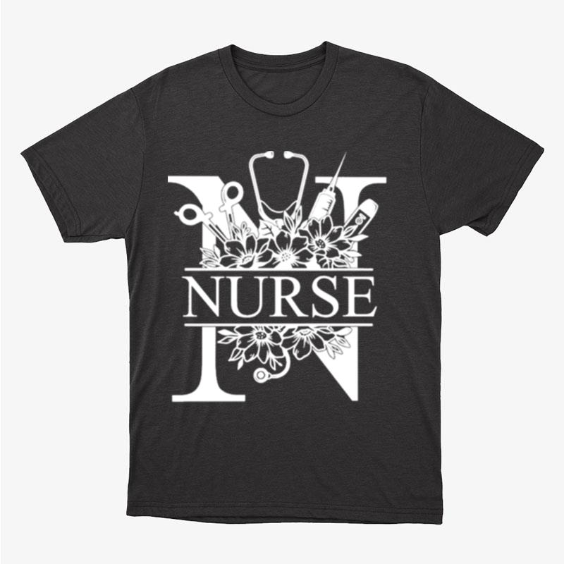 Nurse Split Floral Frame Nurse Unisex T-Shirt Hoodie Sweatshirt