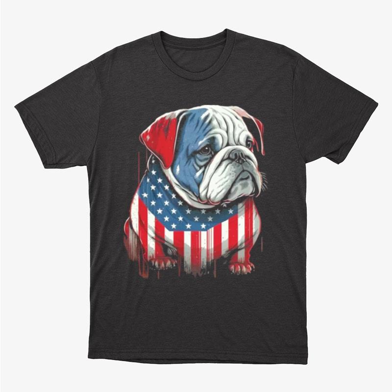 Patriotic Dog Bulldog Usa Flag Unisex T-Shirt Hoodie Sweatshirt