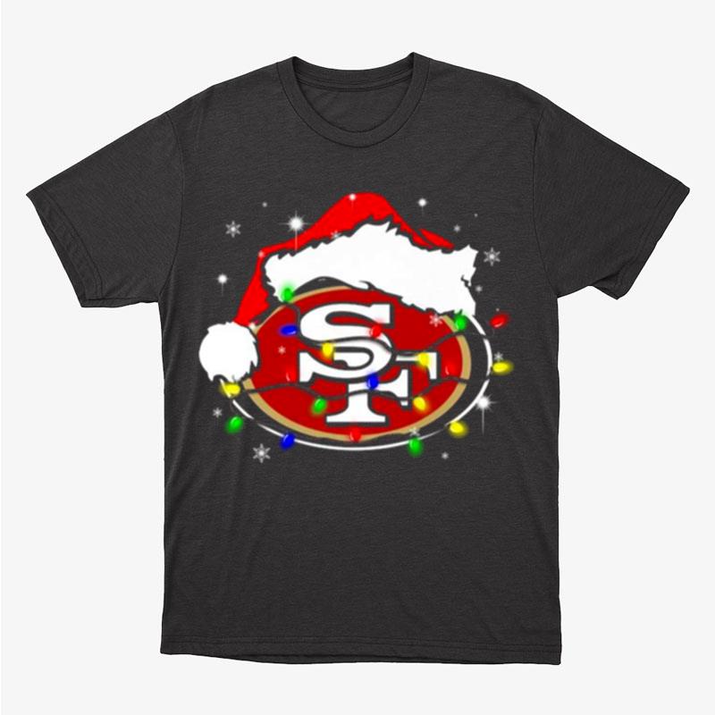 Santa San Francisco 49Ers Logo Lights Christmas Unisex T-Shirt Hoodie Sweatshirt