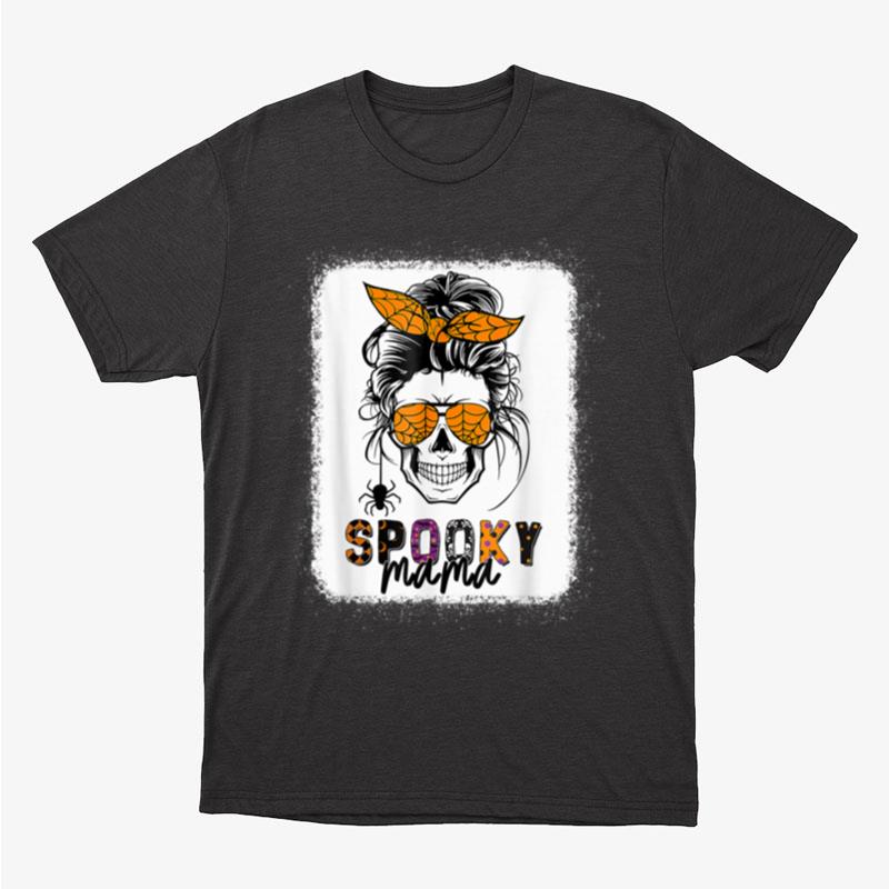 Spooky Mama Skull Halloween Women's Messy Bun Witch Unisex T-Shirt Hoodie Sweatshirt