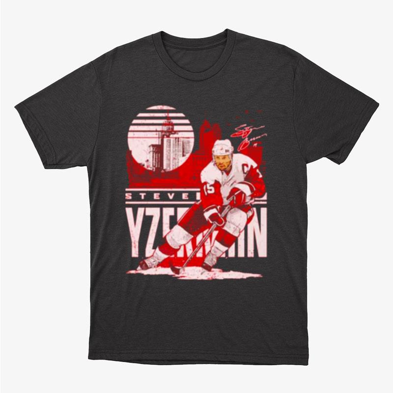 Steve Yzerman Detroit Red Wings City Skyline Signature Unisex T-Shirt Hoodie Sweatshirt