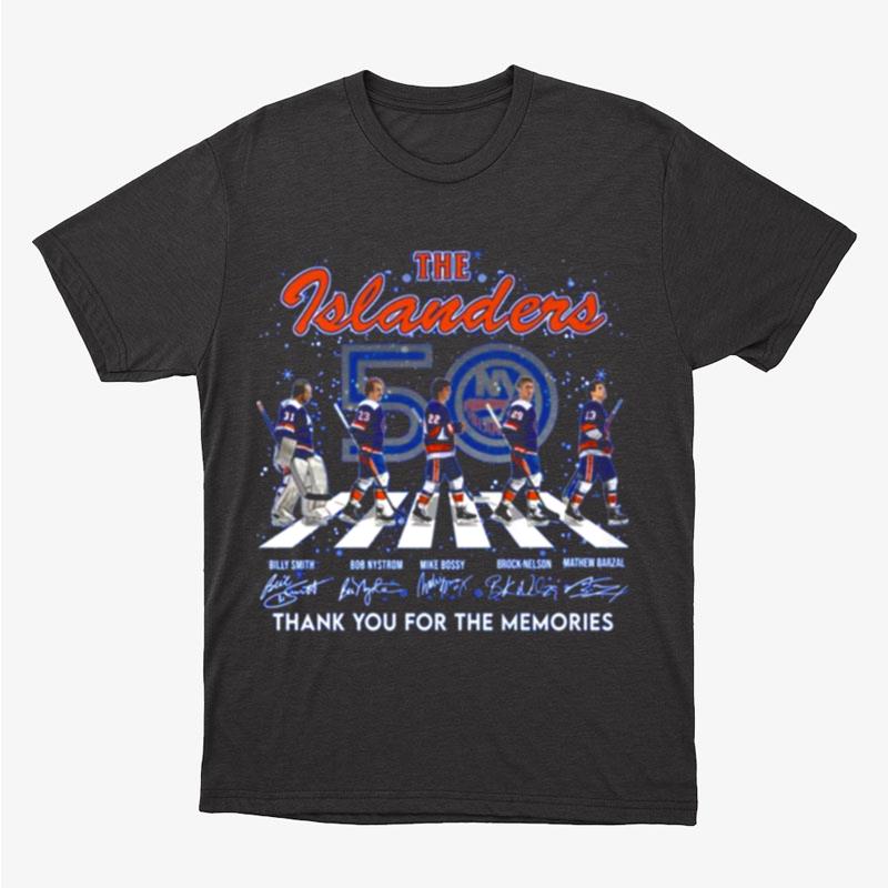 The New York Islanders Road Abbey Signatures Thank You For The Memories Unisex T-Shirt Hoodie Sweatshirt