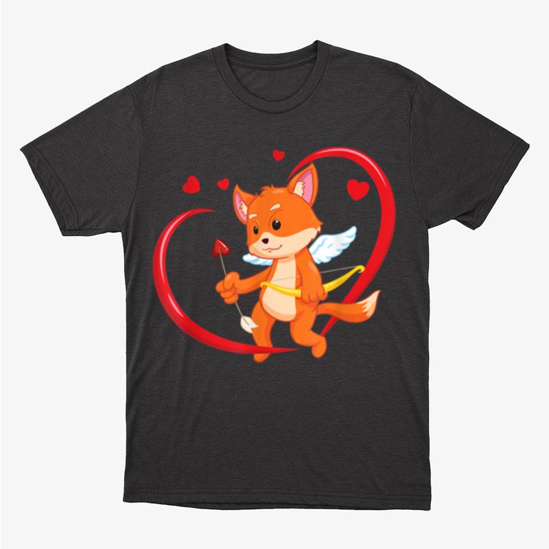 Valentines Day Fox With Heart Arrow Cupid Fox Unisex T-Shirt Hoodie Sweatshirt