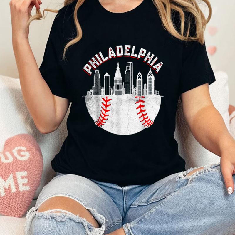Vintage Philadelphia Baseball Skyline Retro Philly Cityscap Unisex T-Shirt Hoodie Sweatshirt