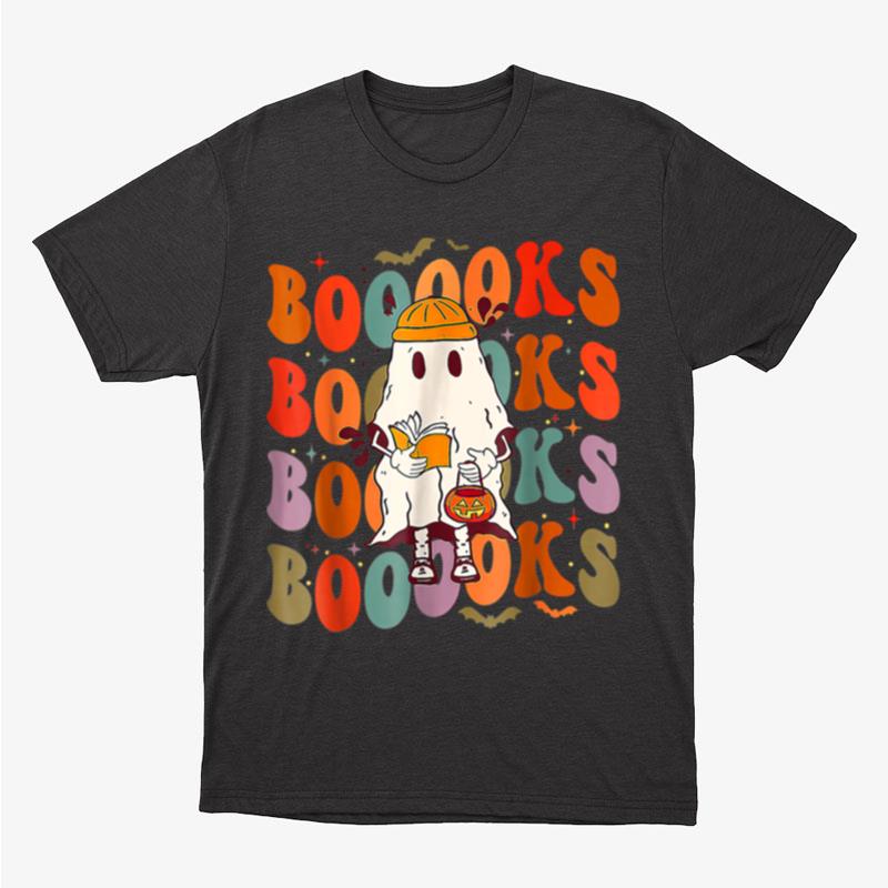 Booooks Groovy Cute Ghost Book Retro Reading Halloween Unisex T-Shirt Hoodie Sweatshirt