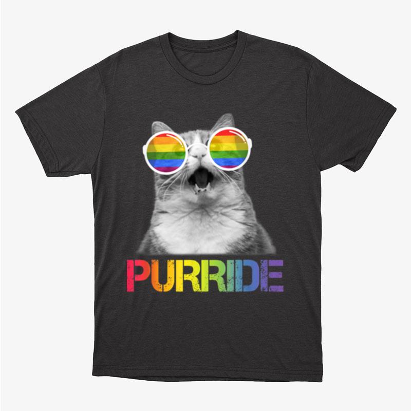 Funny Cat Purride Gay Pride Rainbow Sunglasses Lgbtq Unisex T-Shirt Hoodie Sweatshirt