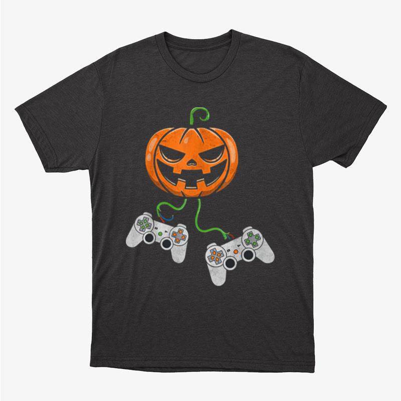 Halloween Video Game Controller Pumpkin Unisex T-Shirt Hoodie Sweatshirt