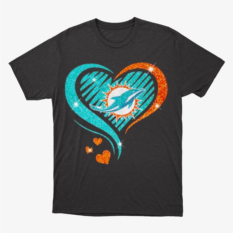 Miami Dolphins Football Heart Diamond Unisex T-Shirt Hoodie Sweatshirt