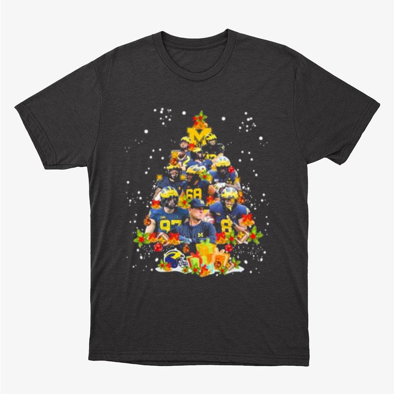 Michigan Wolverines Team Merry Christmas Tree Light Unisex T-Shirt Hoodie Sweatshirt