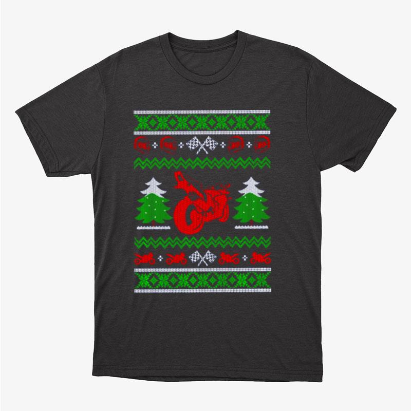 Red Sport Bike Motorcycle Rider Ugly Christmas Unisex T-Shirt Hoodie Sweatshirt