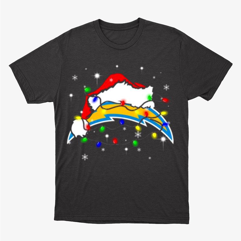 Santa Los Angeles Chargers Logo Lights Christmas Unisex T-Shirt Hoodie Sweatshirt