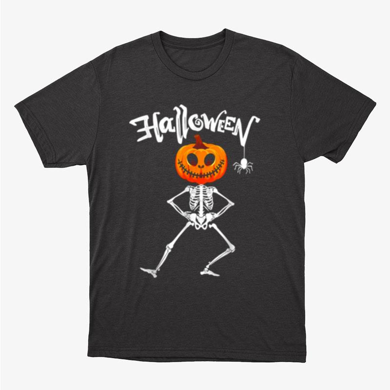 Skeleton Pumpkin Head Halloween Scary Unisex T-Shirt Hoodie Sweatshirt