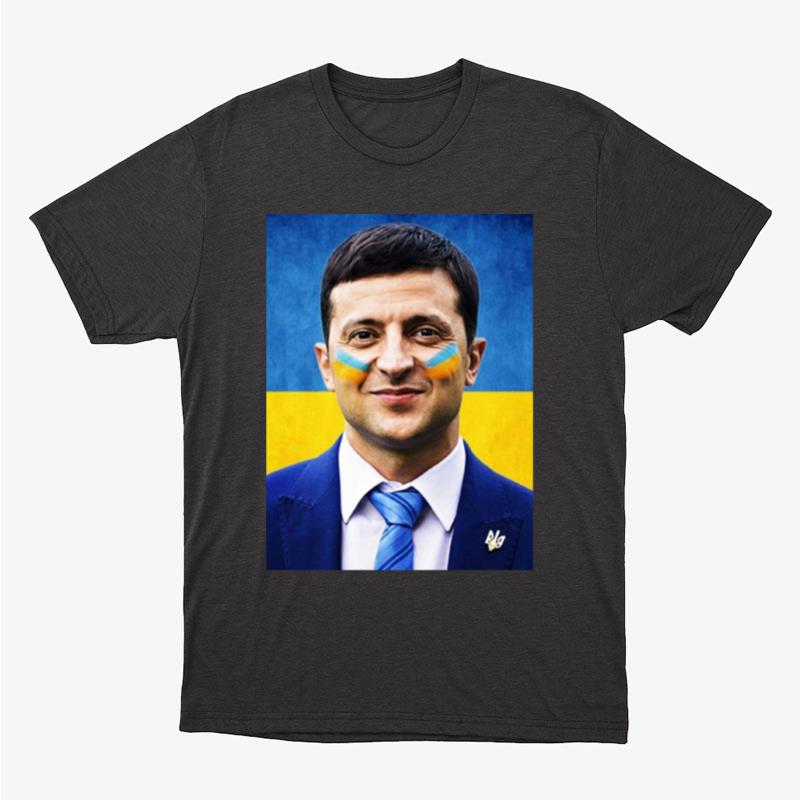 Ukraine Flag Ukrainian President Zelensky Hero Grunge Design Unisex T-Shirt Hoodie Sweatshirt