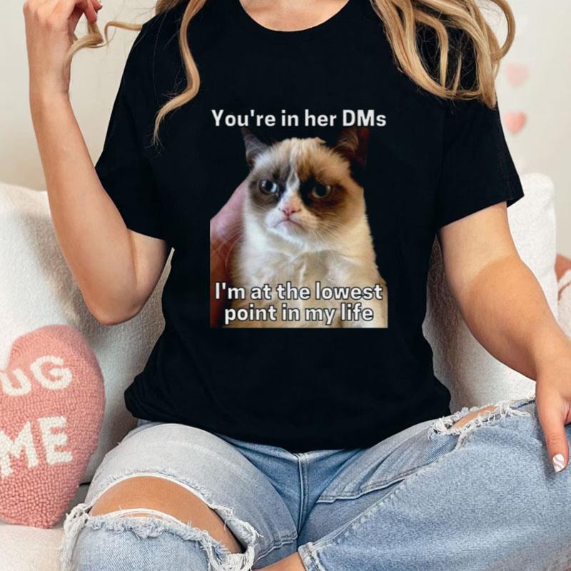 You're In Her Dms I'm At The Lowest Point In My Life Cat Meme Unisex T-Shirt Hoodie Sweatshirt